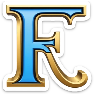 Bold Black-Blue-White-Gold Font Letter “F” sticker