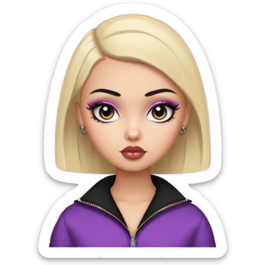 russian features, SO DARK BUZZ CUT , beauty,  hair, light skin,  eyes, pretty eyes, black eyeliner, pretty bratz baddie sticker