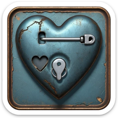 heart with a dark safety pin and grunge texture sticker