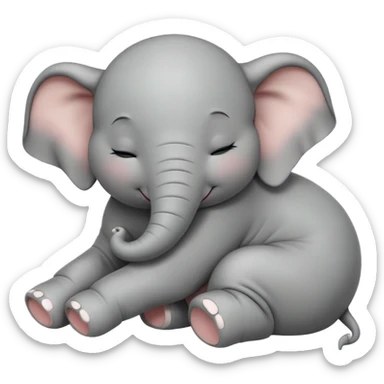 meme-worthy-cute-sleeping-baby-elephant-portrait-emoji,-head-resting-peacefully-with-a-contented-smile,-showcasing-a-delightfully-tiny-build-and-a-luxuriously-soft-gray-hide,-eyes-shut-in-a-serene,-restful-nap,-simplified, eyes closed sticker