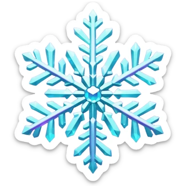 cyan and purple snowflake glitter sticker