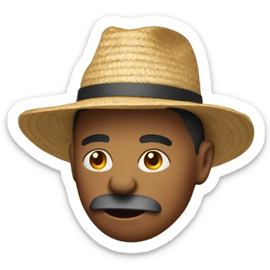 Fuming person with a straw hat sticker