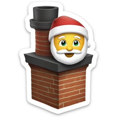 Santa coming down chimney  sticker