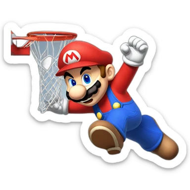 Mario doing a slam dunk sticker