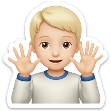 child counting on fingers, cheerful and educational sticker