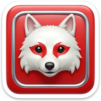 A bold white capital letter C with a small white wolf head icon above it, inside a red rounded square, emoji style, flat design, shiny light reflection, same style as 🅱️ emoji, transparent background. sticker