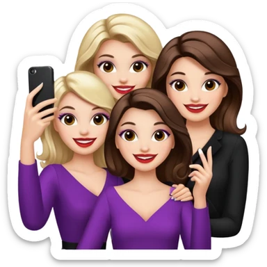 Glam girls in a group of 3 friends , taking a selfie  sticker