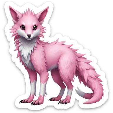 Feral Rare Fantasy cute pastel pink Vernid-Sergal-Trico-species by LiLaiRa, markings, full body, 4 legs sticker