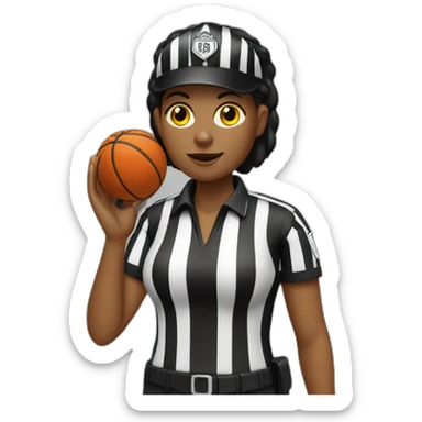 female basketball referee with whistle in hand sticker