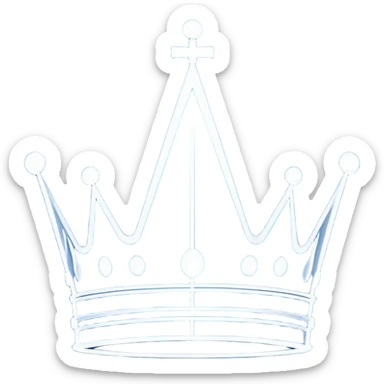 side view of a blue blueprint plan with minimal white lines and a simple crown drawing sticker
