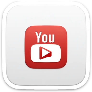 YouTube app icon, rounded square, red and white sticker