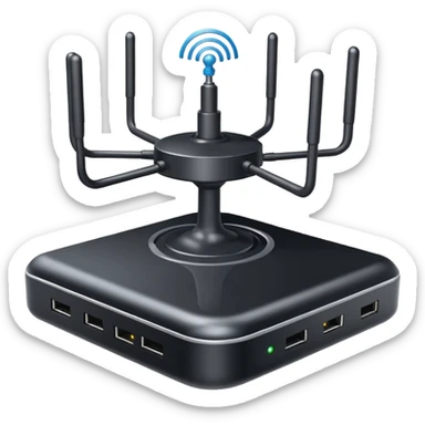 Can you create a picture for an AI LLM model router showing it as a hub connecting different LLMs? Make it abstract. Can you make it look more professional?
 sticker