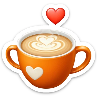 Coffee latte art in a clean orange-color mug sticker