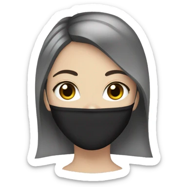 white girl with black hair with face mask sticker