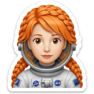 Astronauts, Middle-age, female, orange braided hair sticker