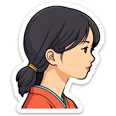 asian girl profile left side talking sticker