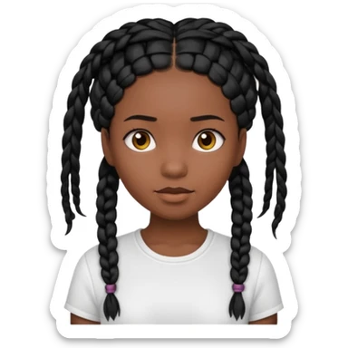 dark, black girl with black braids sticker