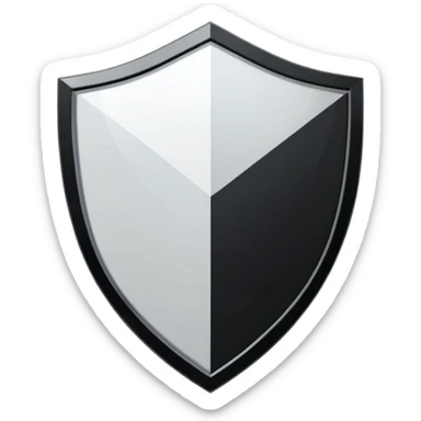 Metallic shield emoji, black and white reflective metal, simple geometric design, flat futuristic style
 sticker