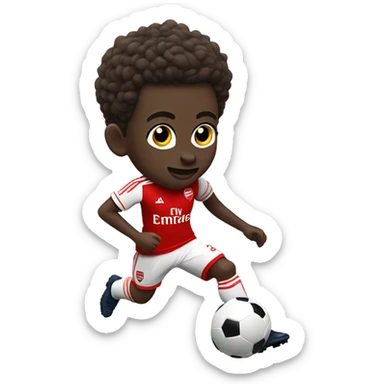 Cute, dribbling Bukayo Saka with red arsenal uniform sticker