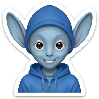 Aliens gray skin, blue hoodie, long big ears sticker