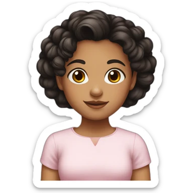 Child girl medium skin with black curly hair in a bun sticker