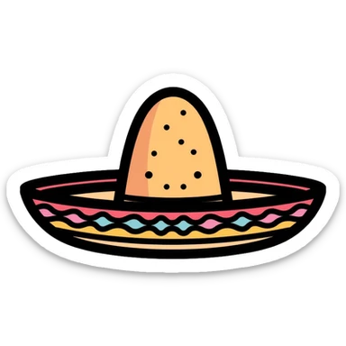 Mexican sombrero hat with decorative patterns sticker