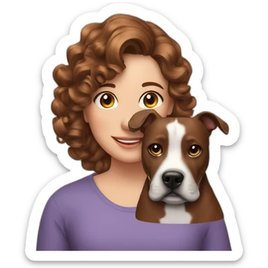 Family photo girl with curled hair and staffy dog sticker
