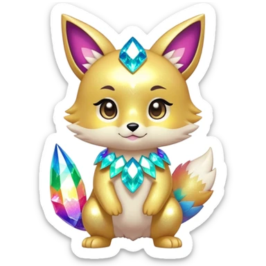 Cute Kawaii Chibi Anthro Sona Pretty Shiny Colorful Sparkly Fakemon Full Body sticker