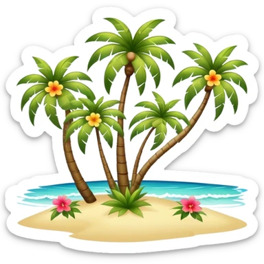 warm summer breeze blowing through beach palm trees and flowers sticker