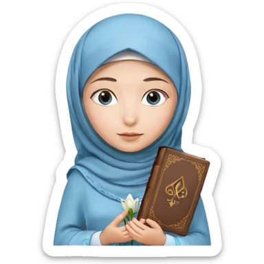 Turkish beautiful finish Konya girl blue eyes with hijab and lily dress have Quran  sticker