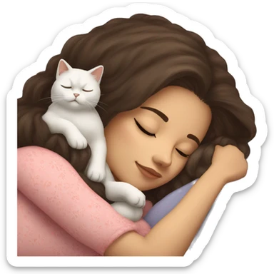 brunette girl sleeping with a persian cat sticker