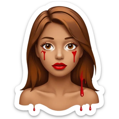 Brown Hair, Woman, white paint drip, face, hot, Sexy, lips sticker