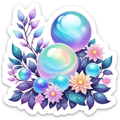 Epic divine legendary celestial flowery complex detailed iridescent gradients marbles aesthetic-scenery-Decorations sticker