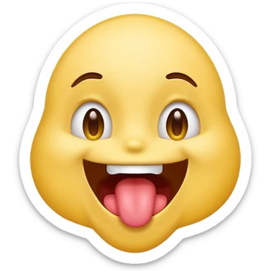 Emoji sticking its tongue out and drooling while looking up ecstatic happy and drooling sticker