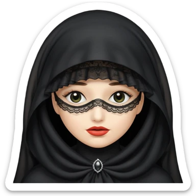 create a widow lady with a black hat and a veil covering her face sticker