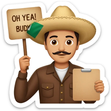 mexican holding sign saying: oh yeah buddy boy sticker