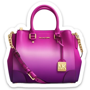 Realistic isolated magenta to purple ombre Michael kors satchel purse.  sticker