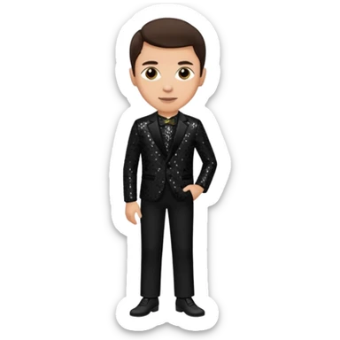 Colin Brittain from Linkin Park with dark brown hair, light skin, black sequin outfit sticker