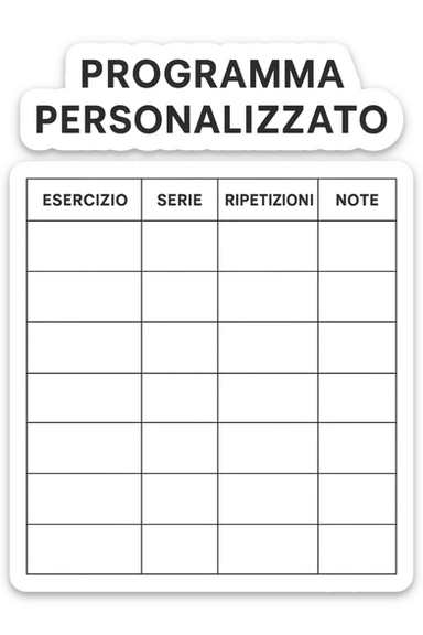 Scheda di allenamento di palestra con scritto "Programma Personalizzato" sticker