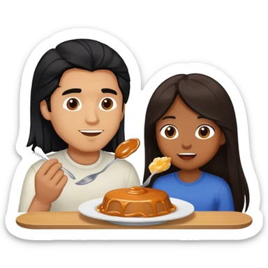Caramel brown Guy with long black hair eating with brown hair Filipina sticker