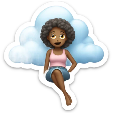 Woman dizzy on a cloud sticker