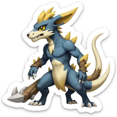 Manectric-Luxray-Cubone-Marowak-Draco-Fakémon-hybrid-creature (full body), 4 legs sticker