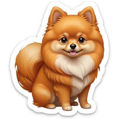Cinematic Noble Orange Pomeranian Portrait Emoji, Poised and regal, with a compact, fluffy build and a meticulously groomed vibrant orange coat, deep-set soulful brown eyes, Simplified yet sharp and sophisticated features, highly detailed, glowing with a soft, dignified glow, high shine, intelligent and spirited, stylized with an air of elegance, focused and attentive, soft glowing outline, capturing the essence of a watchful and confident companion, so majestic it feels as though it could prance out of the screen with effortless authority! sticker