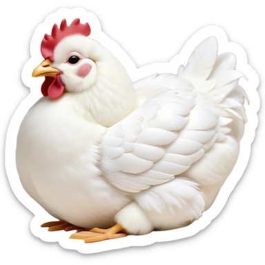 Meme-Worthy Cute Sleeping White Chicken Portrait Emoji, Head resting peacefully with a contented smile, showcasing a delightfully compact build and a luxuriously soft white plumage, eyes shut in a serene, restful nap, Simplified yet hilariously adorable features, highly detailed, glowing with a soft, drowsy light, high shine, relaxed and utterly lovable, stylized with an air of playful laziness, bright and heartwarming, soft glowing outline, capturing the essence of a comically sleepy chicken, so meme-worthy it feels like it could instantly become the next viral sensation of adorable slumber! sticker