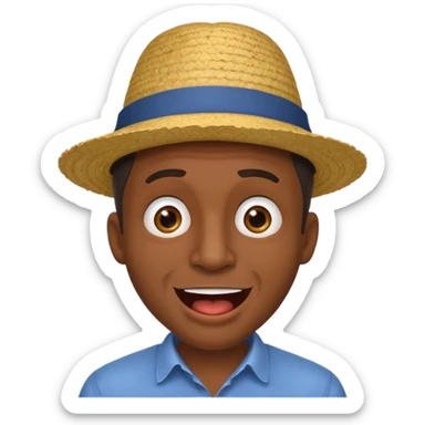 homme créole réunionnais  étonné  bouche ouverte avec chapeau sticker