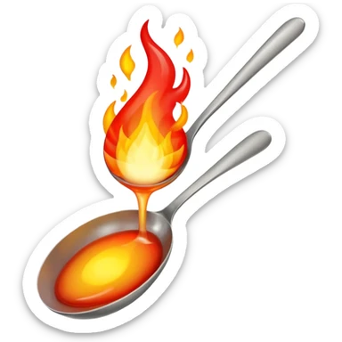 una cuchara grande con fuego sticker