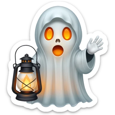 A spooky ghost holding a lantern sticker