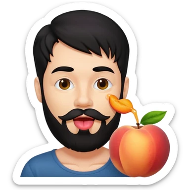 Black hair Man red beard licking peach sticker