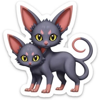 Noibat-Lykoi-Sphynx-Nargacuga-Litten-Torracat-fusion-Fakemon-Pokémon-creature  sticker
