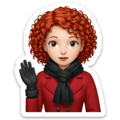 Woman with Red Curly Hair – Red curly hairstyle, wearing red dress wearing winter clothes




 sticker